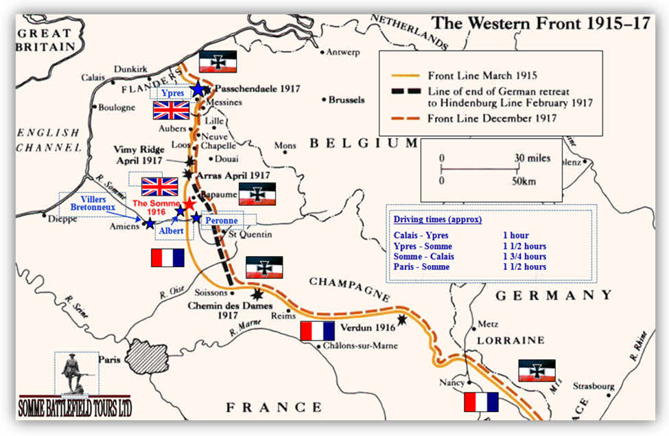 Image result for western front 1917 map